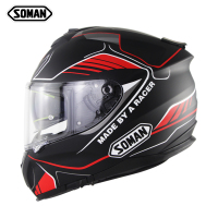 Full Face Helmet-ECE&DOT Soman  casco Double Lens capacetes SM961 Gamma-Black Red