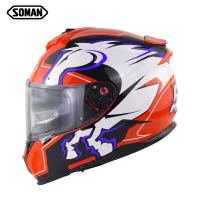 Full Face Helmet-ECE&DOT Soman  casco Double Lens capacetes SM961 white horse