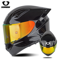 Full face helmet - SOMAN FRP new fiberglass double sided mirror Casco para TAIKO black