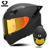 Full face helmet - SOMAN FRP new fiberglass double sided mirror Casco para TAIKO Matte Red