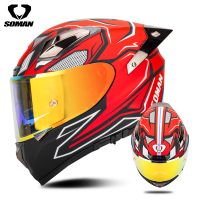 Full face helmet - SOMAN FRP new fiberglass double sided mirror Casco para TAIKO Red