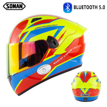 Full Face Helmet- casco with big Spoiler Double lens SOMAN SM968 God of war