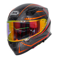 Full Face Helmet-Carbon Fiber with Chrome Double Lens Capacetes Casco SOMAN X7 Black red freelander