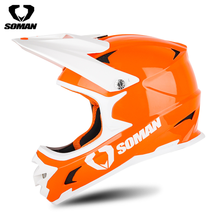 Motocross helmet-New SOMAN riding off-road helmet M9 white orange