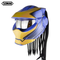 Flip-Up Modular Helmet- Flip up with braid casque Silver Lens Soman SM958 Blue