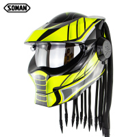 Flip-Up Modular Helmet- Flip up with braid casque Silver Lens Soman SM958 green