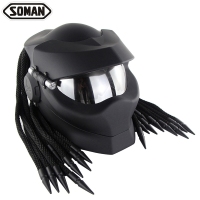 Flip-Up Modular Helmet- Flip up with braid casque Silver Lens Soman SM958 matte black