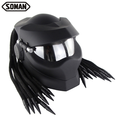 Flip-Up Modular Helmet- Flip up with braid casque Silver Lens Soman SM958 matte black