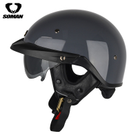 Half Face helmet－motorcycle helmet with inner len retro  H3 cement gray