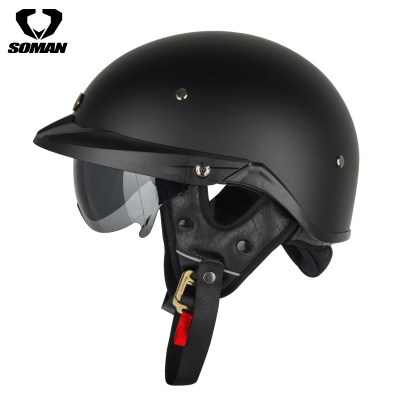 Half Face helmet－motorcycle helmet with inner len retro  H3 matte black