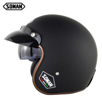 Open Face helmet－Soman SM521 Vintage Motorcycle Helmets With sunvisor  SM521 Dumb black