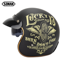 Open Face helmet－Soman SM521 Vintage Motorcycle Helmets With sunvisor  SM521 lucky13