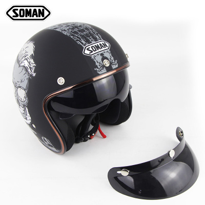 Open Face helmet－Soman SM521 Vintage Motorcycle Helmets With sunvisor  SM521 Matte Black Avatar
