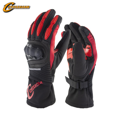 Motorcycle Gloves-100% Waterproof Full Finger Gloves Long Length Cyclegear CG676 Red