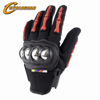 Motorcycle Gloves-Stainless Steel Full finger Motorcycle gloves  M-XXL Cyclegear CG667 black red