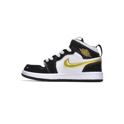 Jordan 1 kids shoes |Jordan 1 Mid PS Black Gold,BQ6932-007 01