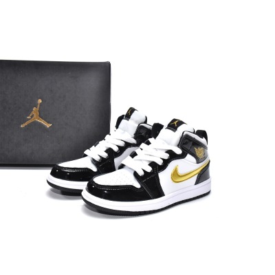 Jordan 1 kids shoes |Jordan 1 Mid PS Black Gold,BQ6932-007 02