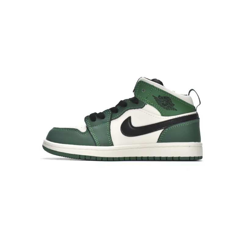 Jordan 1 kids shoes |Jordan 1 Mid PS Pine Green,BQ6932-301