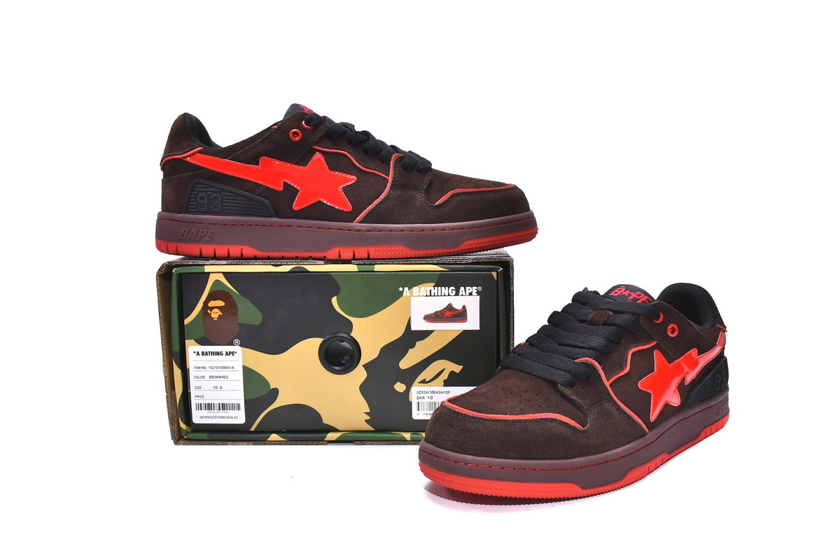 LJR A Bathing Ape Bape Sk8 Sta Low Brown Red,1G70-109-0014