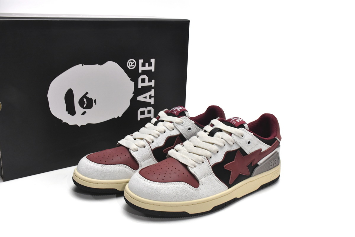 LJR A Bathing Ape Bape Sta Low Red Grey,1I20-291-020