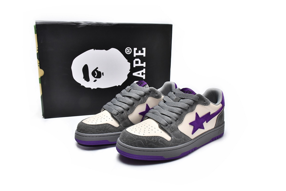 LJR A Bathing Ape Court Sta Mist Grey Royal Purple,1G70-191-032