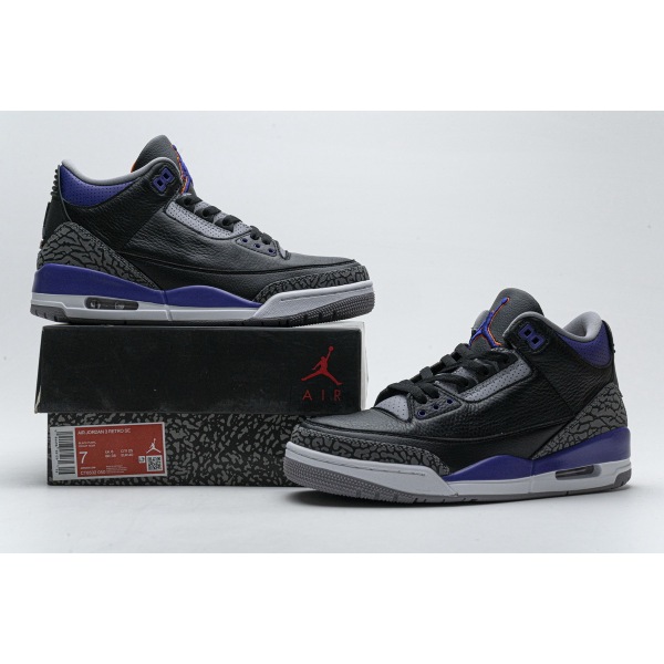 LJR Jordan 3 Retro Black Court Purple, CT8532-050