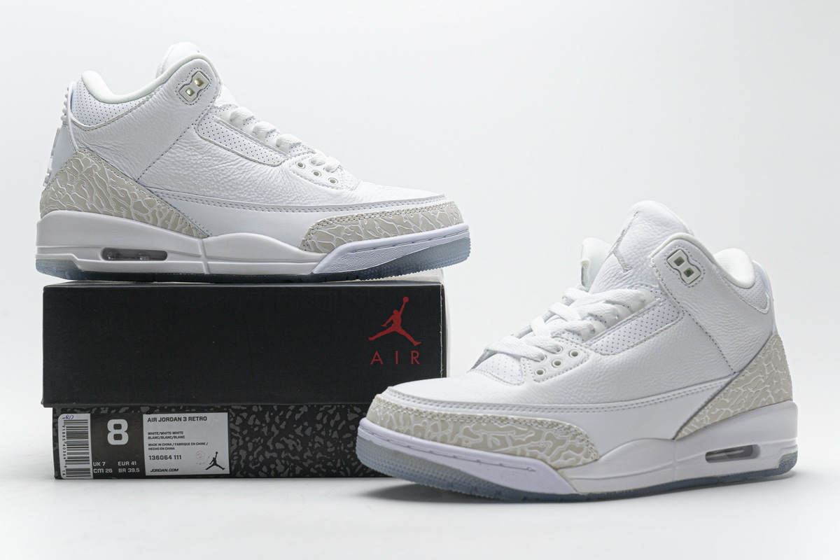 LJR Jordan 3 Retro Pure White (2018), 136064-111