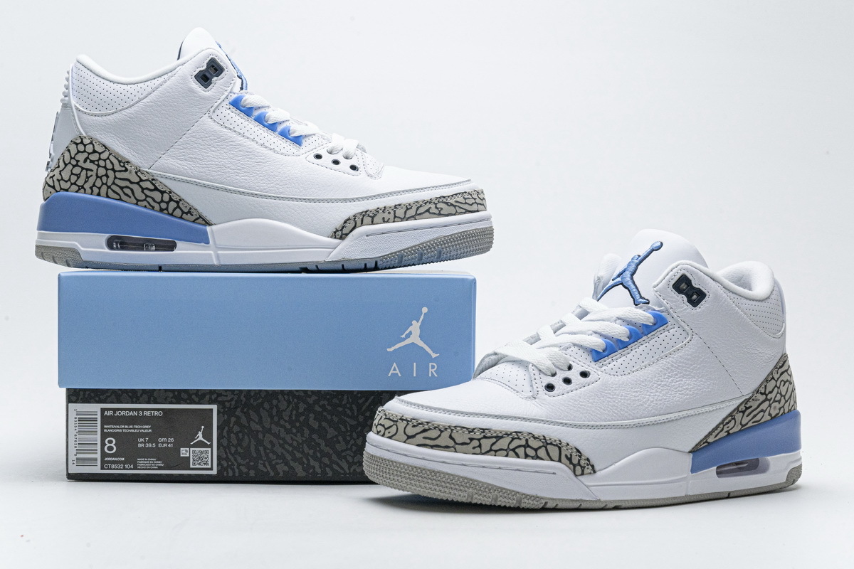 LJR Jordan 3 Retro UNC (2020), CT8532-104