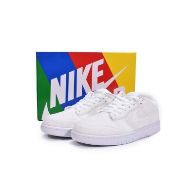 OG Dunk Low Dover Street Market Triple White Velvet，DH2686-100