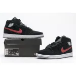 OG Jordan 1 Mid Multi-Color Swoosh Black (GS), 554725-065