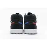 OG Jordan 1 Mid Multi-Color Swoosh Black (GS), 554725-065