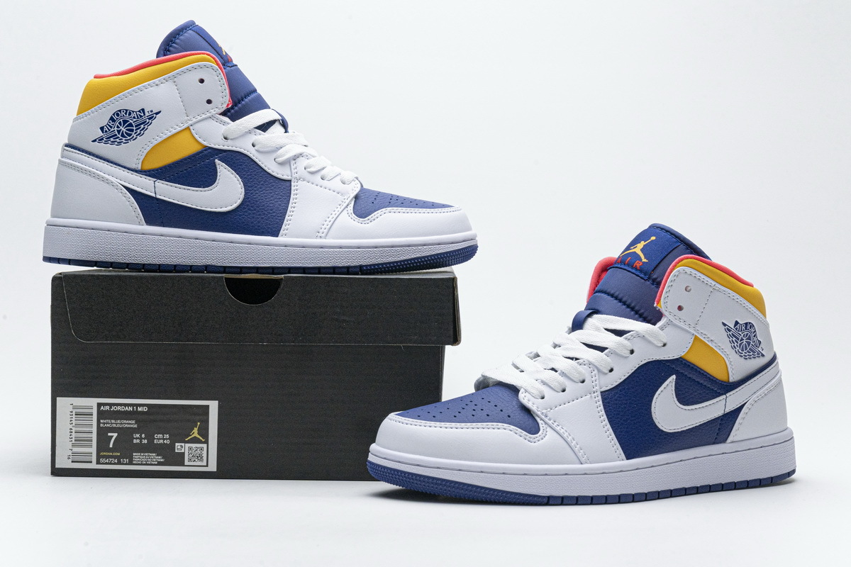 OG Jordan 1 Mid Royal Blue Laser Orange, 554724-131