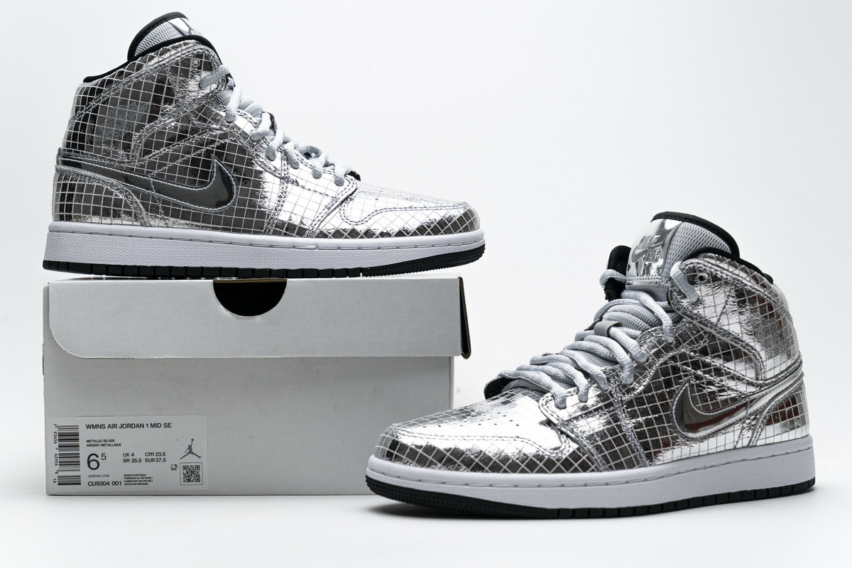OG Jordan 1 Mid SE Disco Metallic Silver (W), CU9304-001