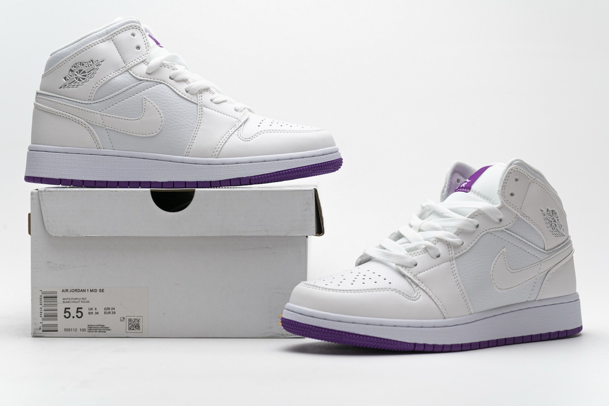 OG Jordan 1 Mid SE White Fuchsia Blast, 555112-100