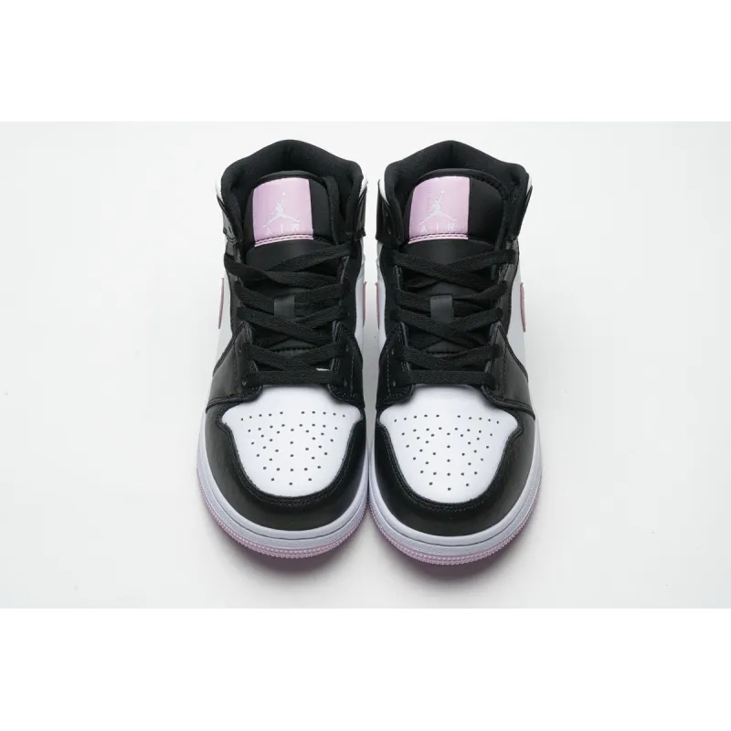 OG Jordan 1 Mid White Black Light Arctic Pink (GS), 555112-103