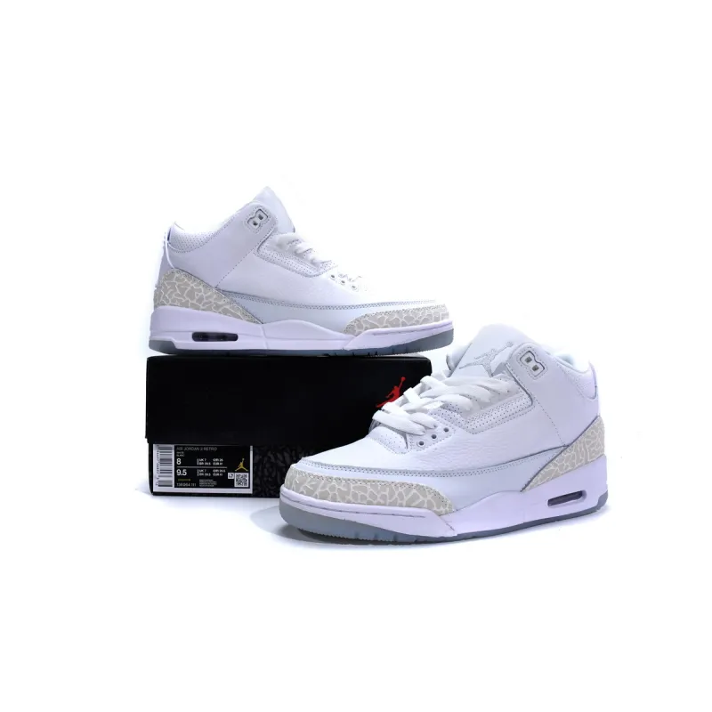 OG Jordan 3 Retro Pure White (2018)，136064-111
