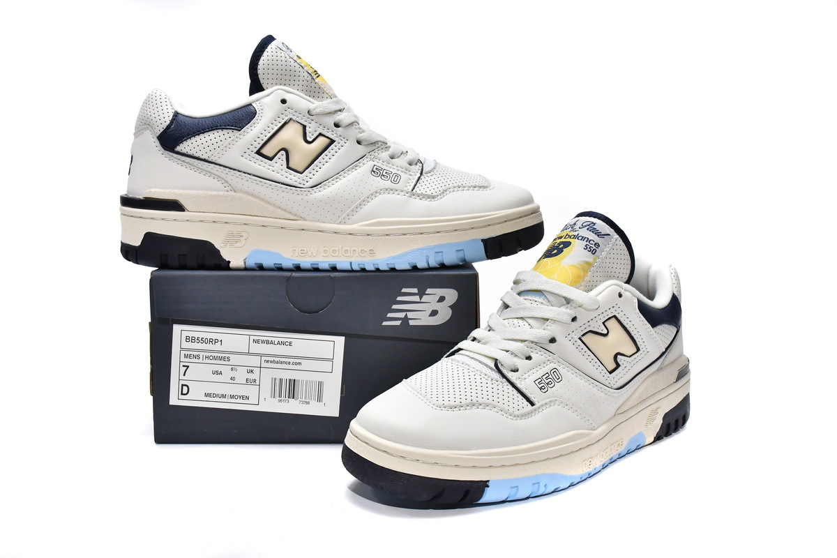 OG New Balance 550 Premuim Pack Beige Blue Background