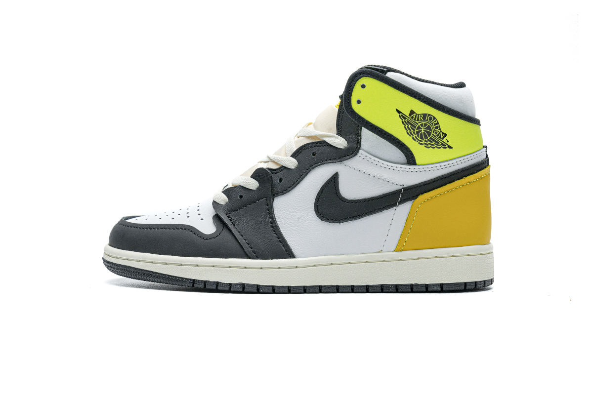 LJR Jordan 1 Retro High White Black Volt University Gold  ，555088-118
