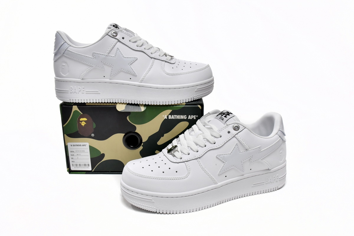 BMLin A Bathing Ape Bape Sta Low White,1H70-191-006