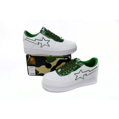 BMLin A Bathing Ape Bape Sta Low White Green edge,1J30-191-017 02
