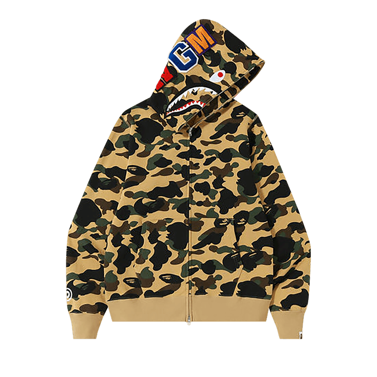 Clothes- BAPE 1st Camo Shark Full Zip Hoodie Yellow