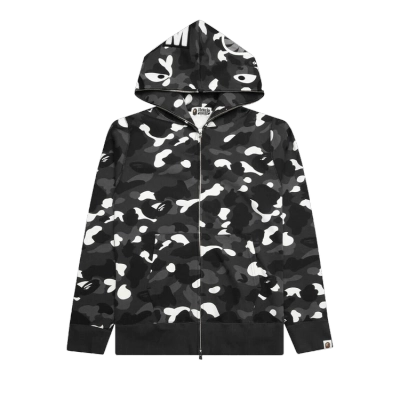 Clothes- BAPE City Camo Shark Full Zip Hoodie Black 01