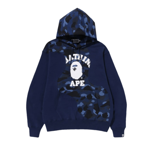 Clothes- BAPE Color Camo College Cutting Relaxed Fit Hoodie Navy