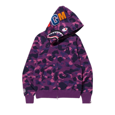 Clothes- BAPE Color Camo Shark Full Zip Hoodie Purple