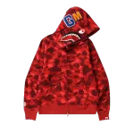 Clothes- BAPE Color Camo Shark Full Zip Hoodie Red