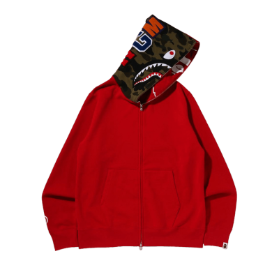 Clothes- BAPE Crazy Face Full Zip Hoodie Red