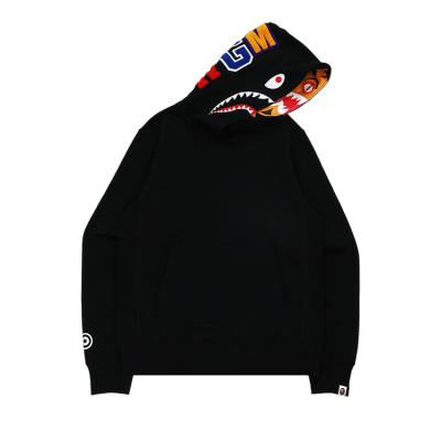 Clothes- BAPE Shark x Tiger Pullover Hoodie Black 01