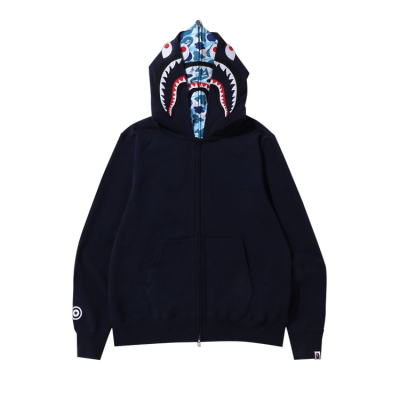 Clothes - BAPE ABC Camo Shark Wide Fit Full Zip Double Hoodie Navy