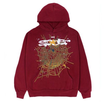 SP5DER Logo Maroon Hoodie 01