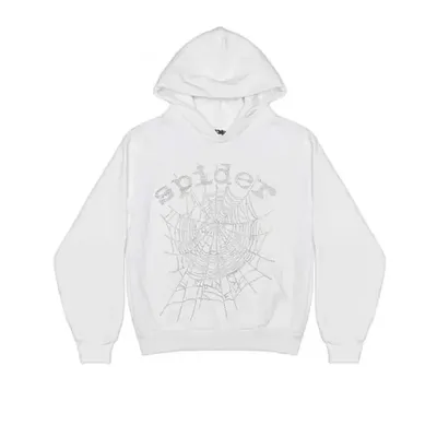 SP5DER OG Rhinestone White Logo Hoodie 01